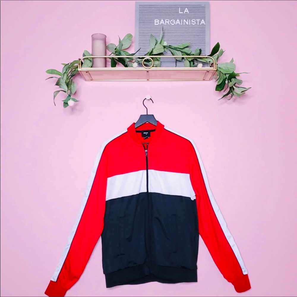 Forever 21 Men's Zip Up Sports Track Jacket